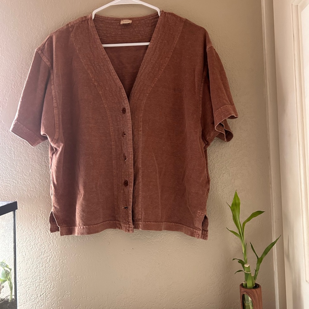 Poetry Rust Button-Up Cardigan